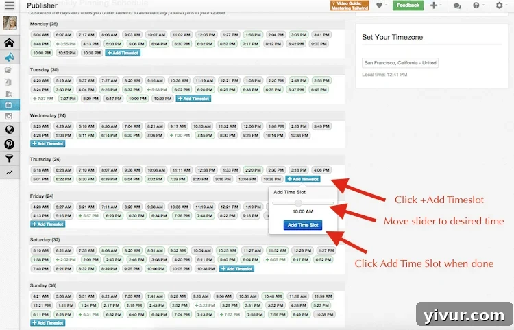 Add a Timeslot to Tailwind Pinning Schedule