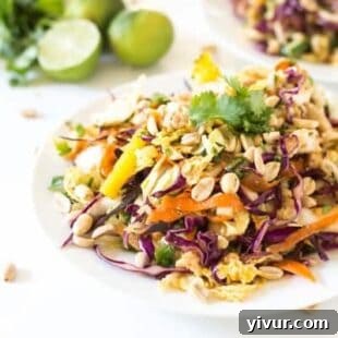Rainbow chopped Thai chicken salad, a vibrant and healthy dish.