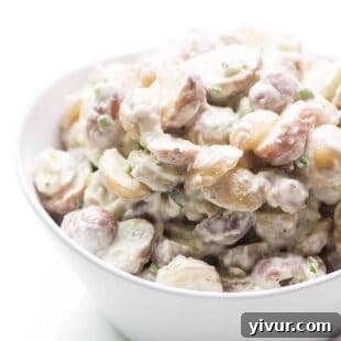Paleo and Whole30 creamy potato salad, a dairy-free and healthy picnic staple.