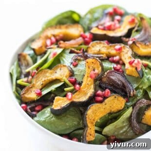 Paleo + Whole30 Roasted Acorn Squash Spinach Salad