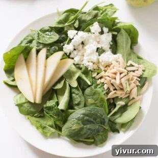 Pear and Goat Cheese Spinach Salad