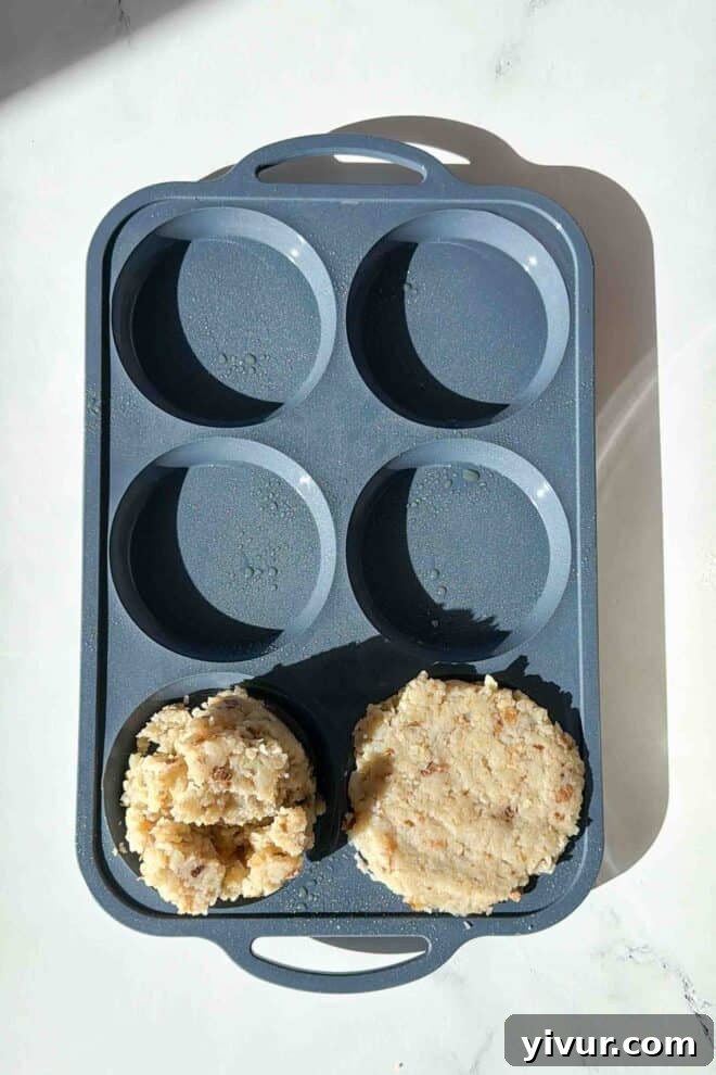 Forming hash browns in muffin top pans