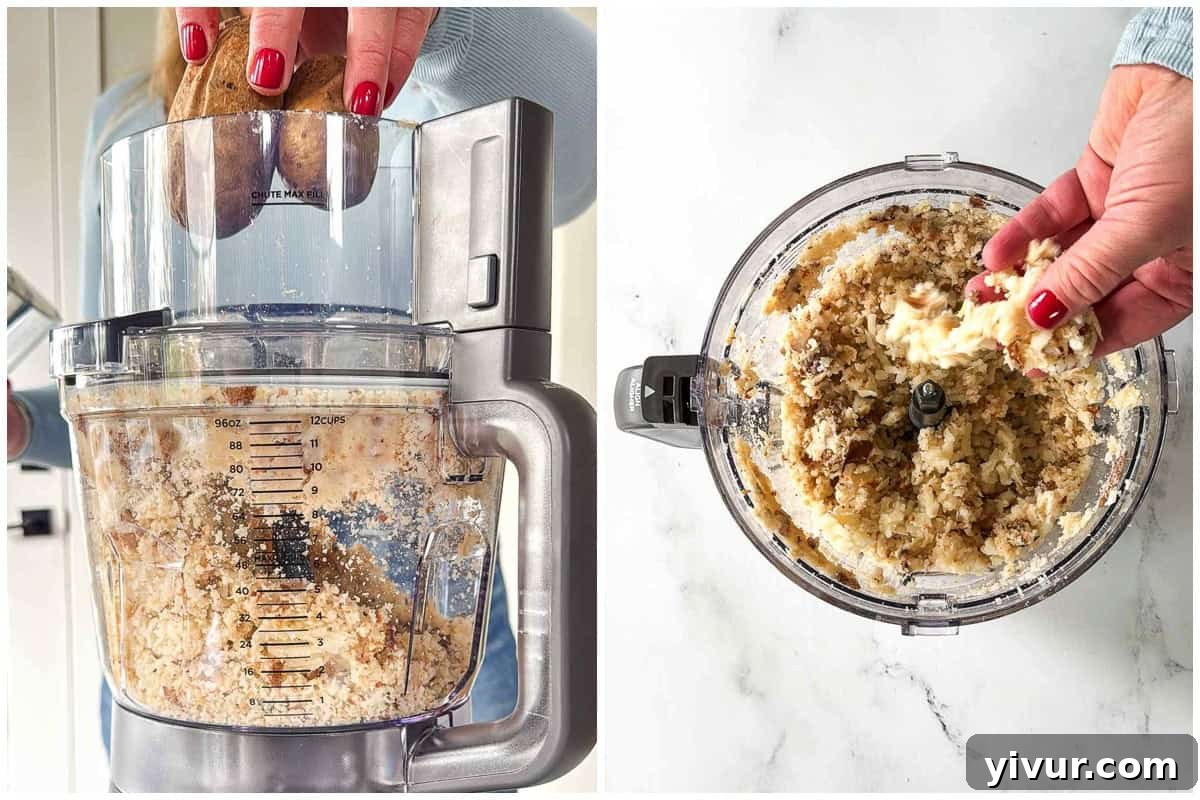 Shredding the baked potatoes for High Protein Bison Breakfast Casserole with Potatoes and Eggs