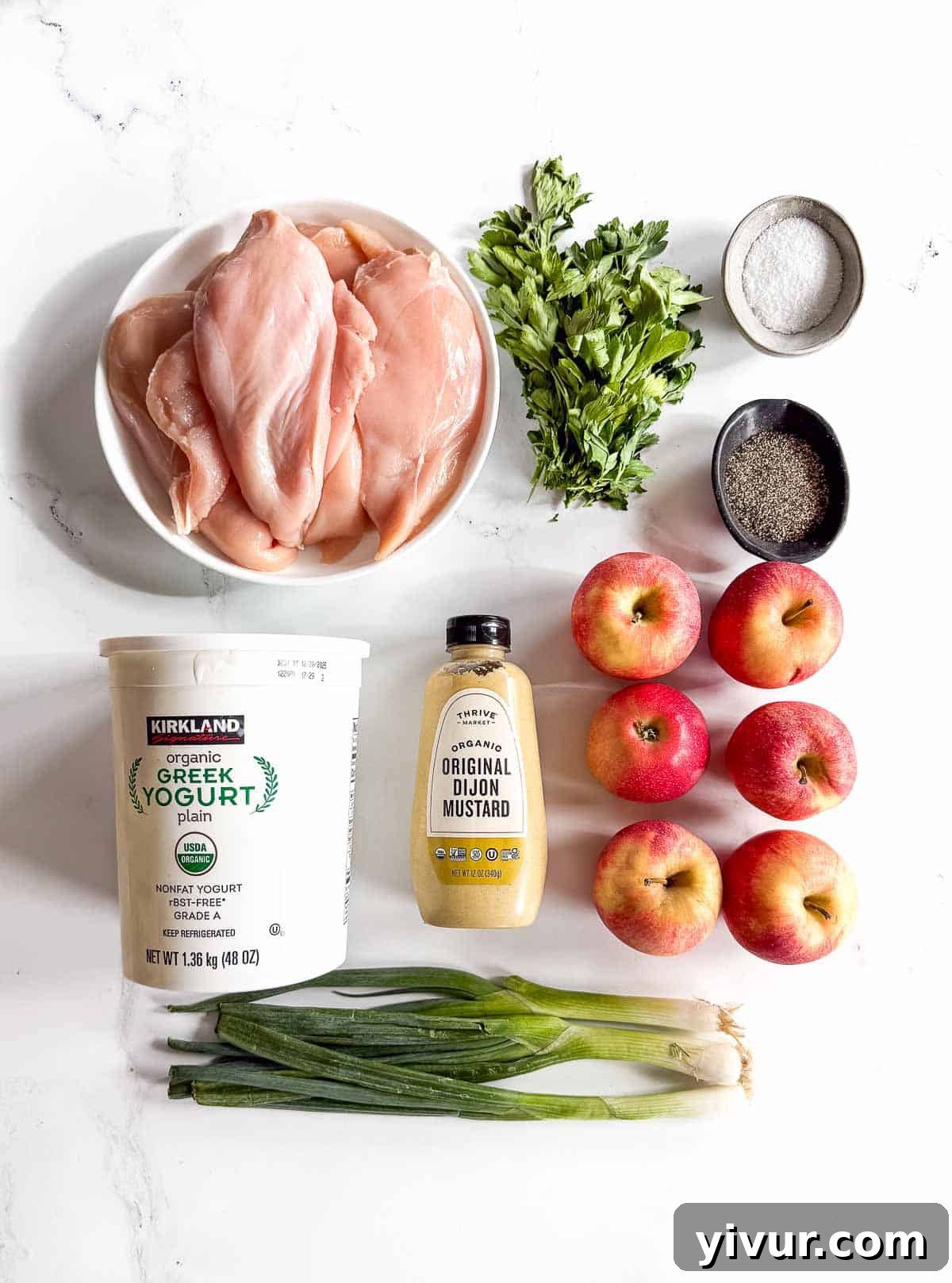 Ingredients needed for High Protein Creamy Dijon Chicken Salad with Greek Yogurt