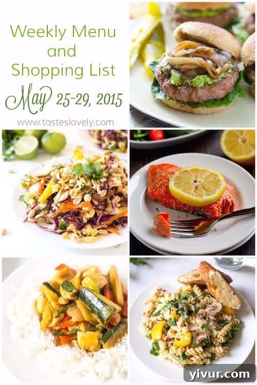 Weekly Menu and Grocery Shopping List for May 25-29, 2015 - Plan Your Meals with Ease