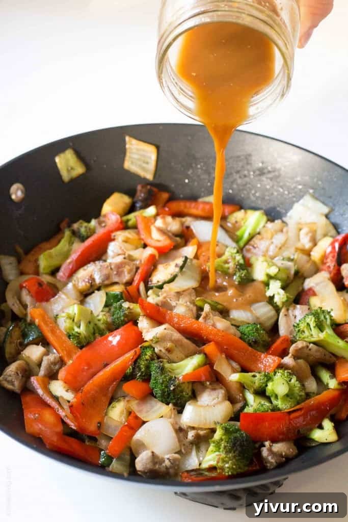 Sizzling Chicken Stir Fry with Broccoli and Sweet Peppers 2 Broccoli and bell pepper chicken stir fry, made with the BEST stir fry sauce!