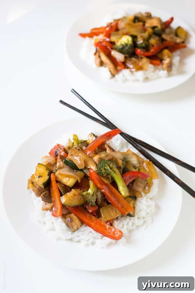 Sizzling Chicken Stir Fry with Broccoli and Sweet Peppers 3 Broccoli and bell pepper chicken stir fry, made with the BEST stir fry sauce!