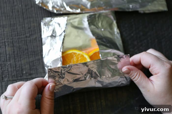 Sealing Salmon in Foil Packet