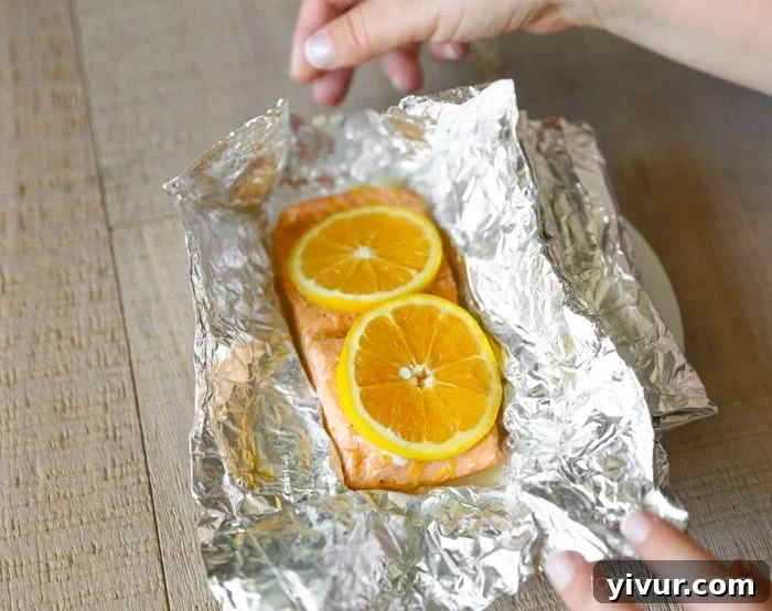 Cooked Salmon Removed from Foil Packet
