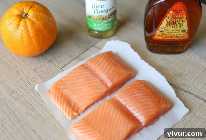 Fresh Ingredients for Orange Maple Glazed Salmon
