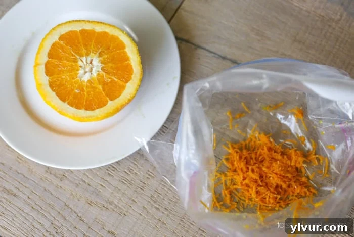 Orange Zest in a Ziploc Bag