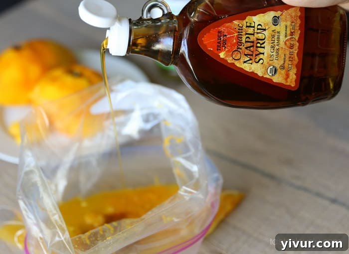 Adding Maple Syrup to Salmon Marinade