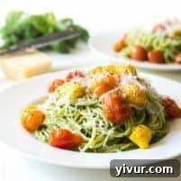 Serving of Kale Walnut Pesto & Blistered Tomato Pasta