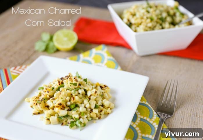 Delicious Mexican Charred Corn Salad ready to be served