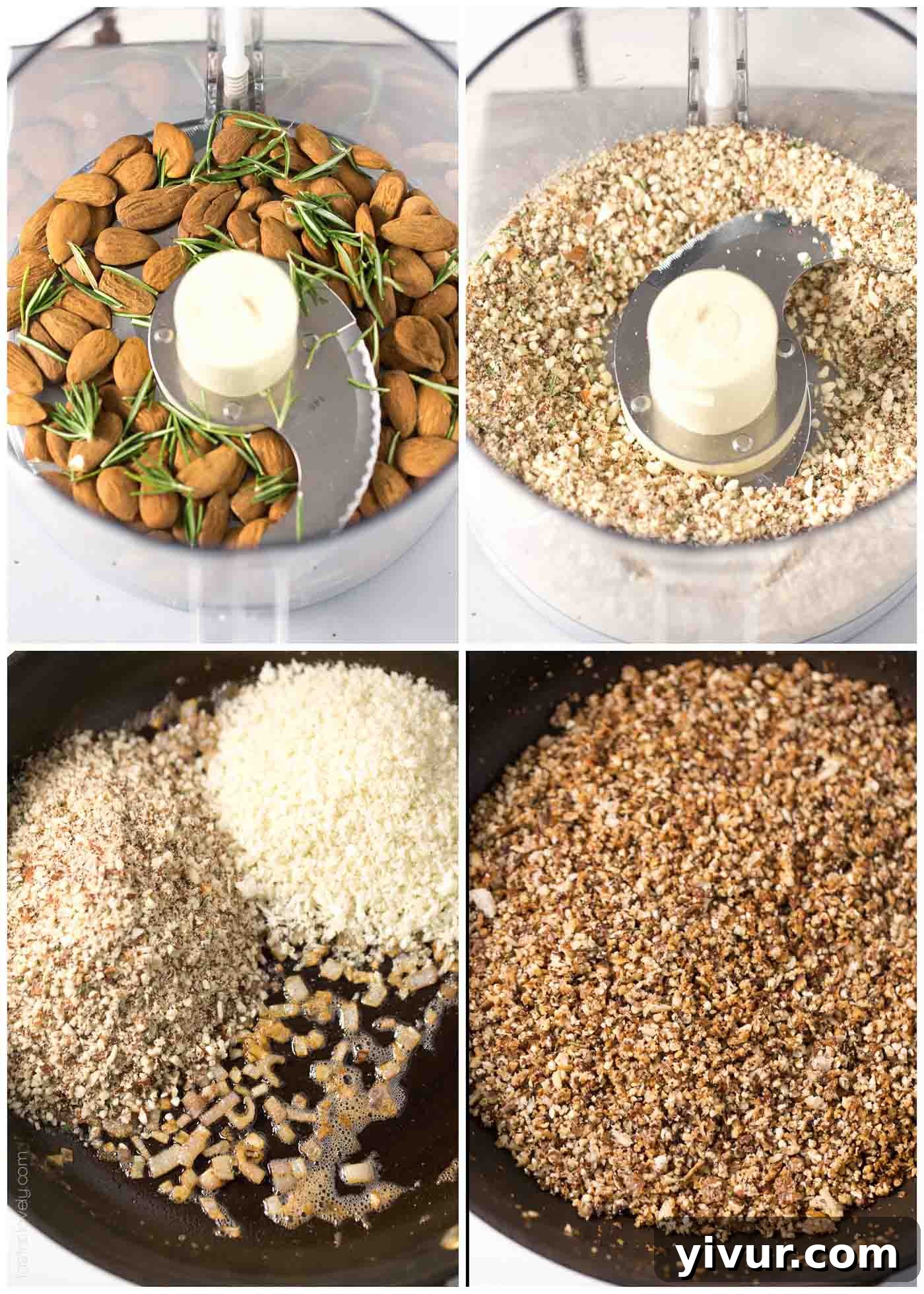 step by step photos showing how to make the almond coating
