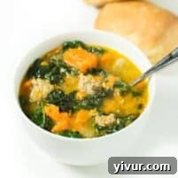 Sausage & Sweet Potato Soup with Kale