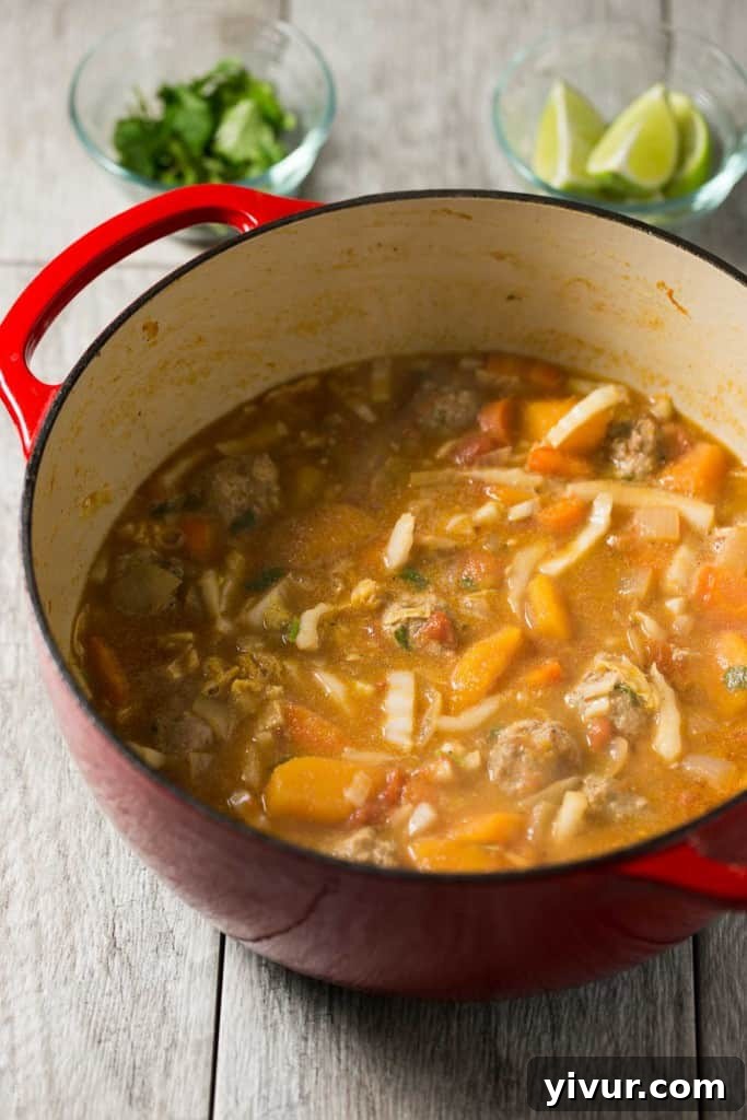 Winter Albondigas with Shredded Cabbage - a paleo, gluten free, dairy free and Whole30 soup dinner!