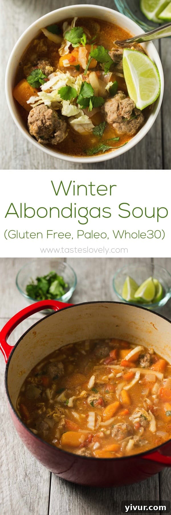 Winter Albondigas with Shredded Cabbage - a paleo, gluten free, dairy free and Whole30 soup dinner!
