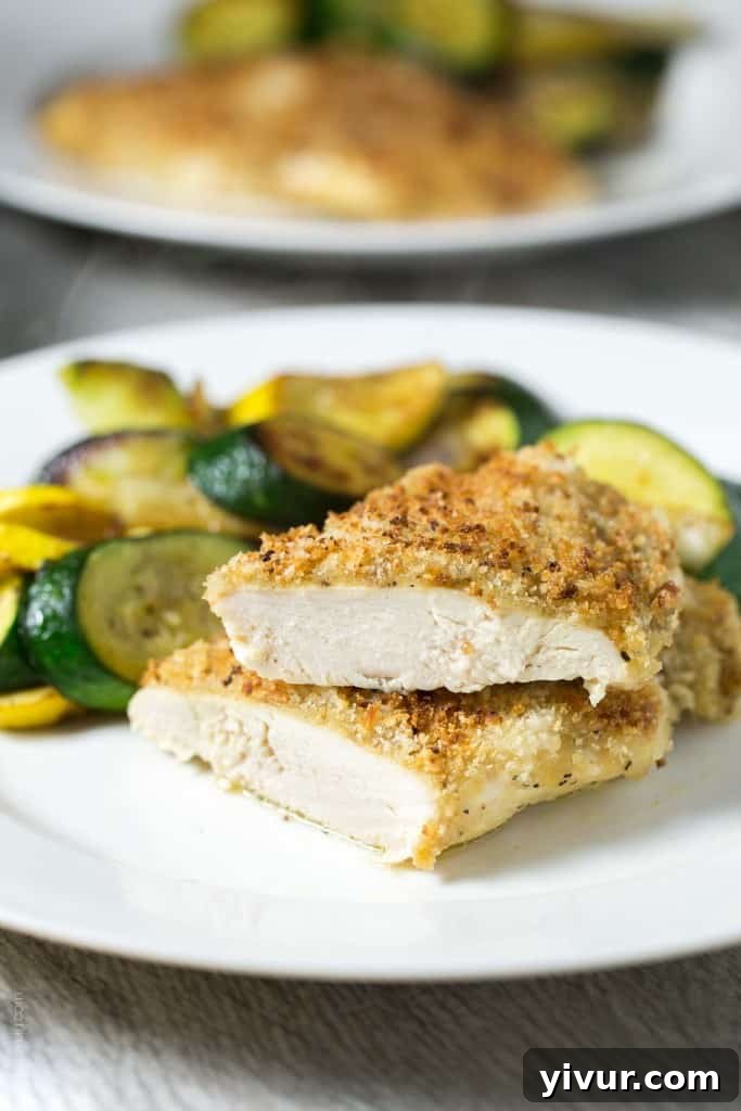 Golden brown crispy oven baked honey mustard chicken, an easy 30 minute dinner idea.