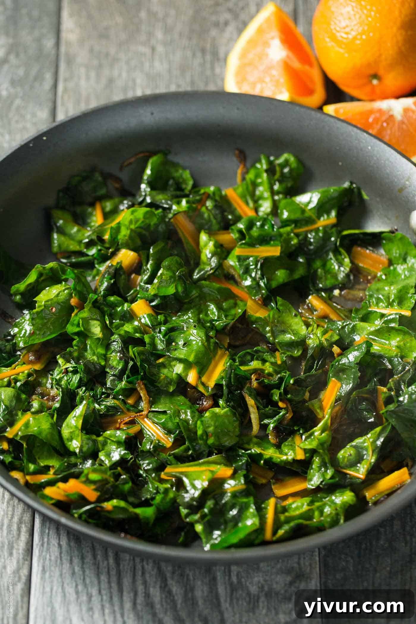 Vibrant Sautéed Rainbow Chard 2 Orange Braised Rainbow Chard (paleo, vegan, gluten free, whole 30)