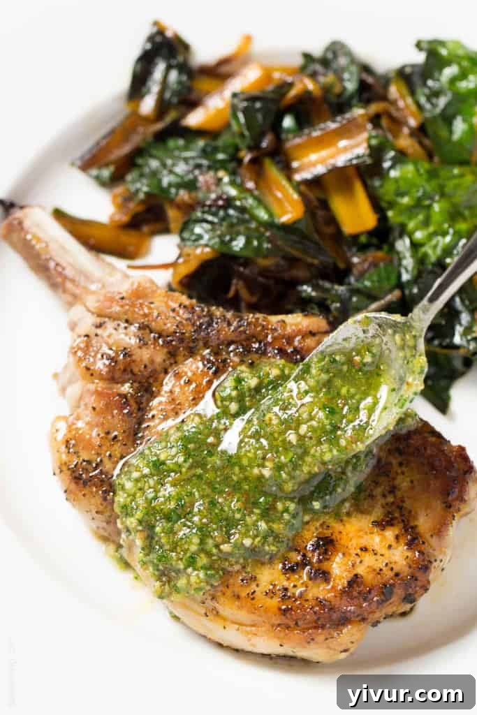 Sun-Kissed Pork Chops with Zesty Orange Parsley: Whole30 and Keto Perfect 2 Juicy pan-seared bone-in pork chops with fresh orange parsley sauce, perfect for a healthy dinner