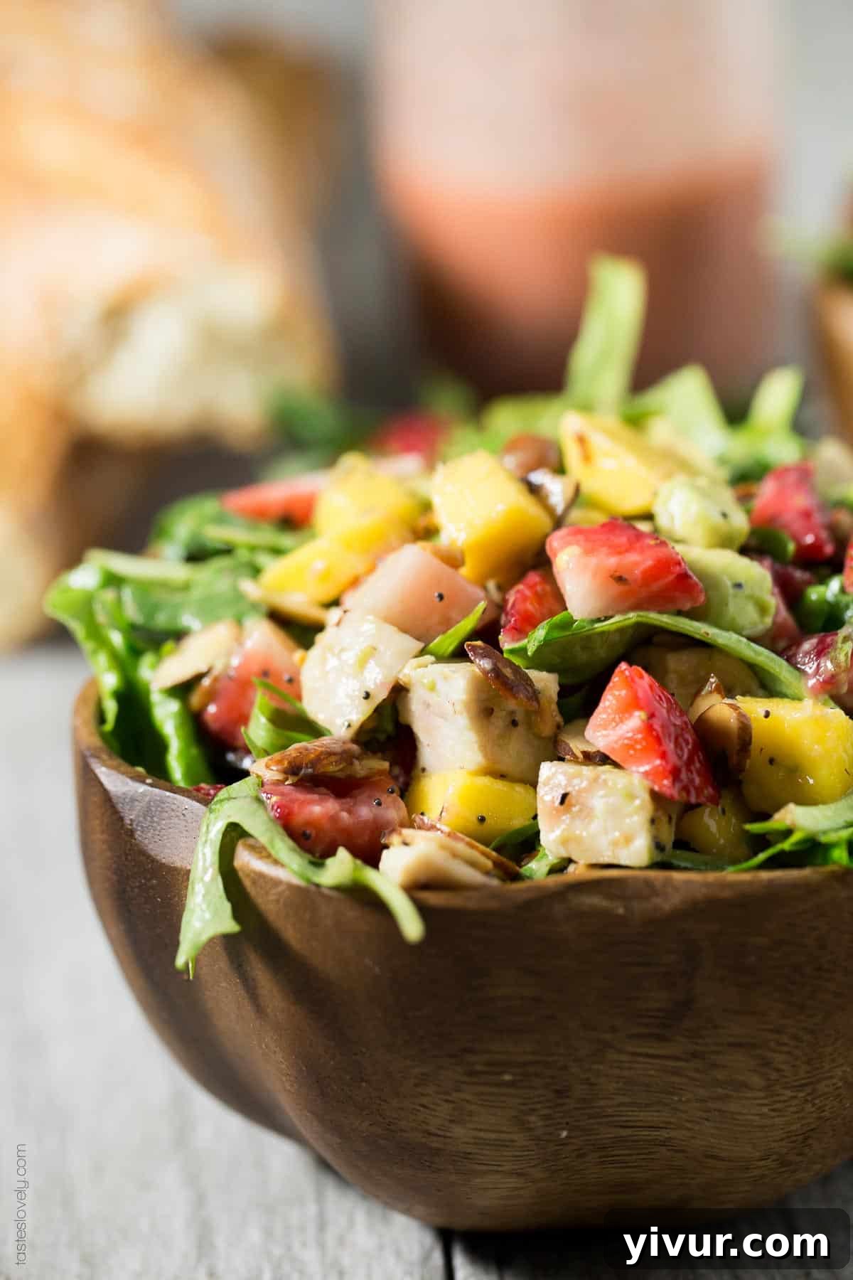 Preparing Paleo Strawberry Mango Salad with Chicken - an easy and healthy recipe