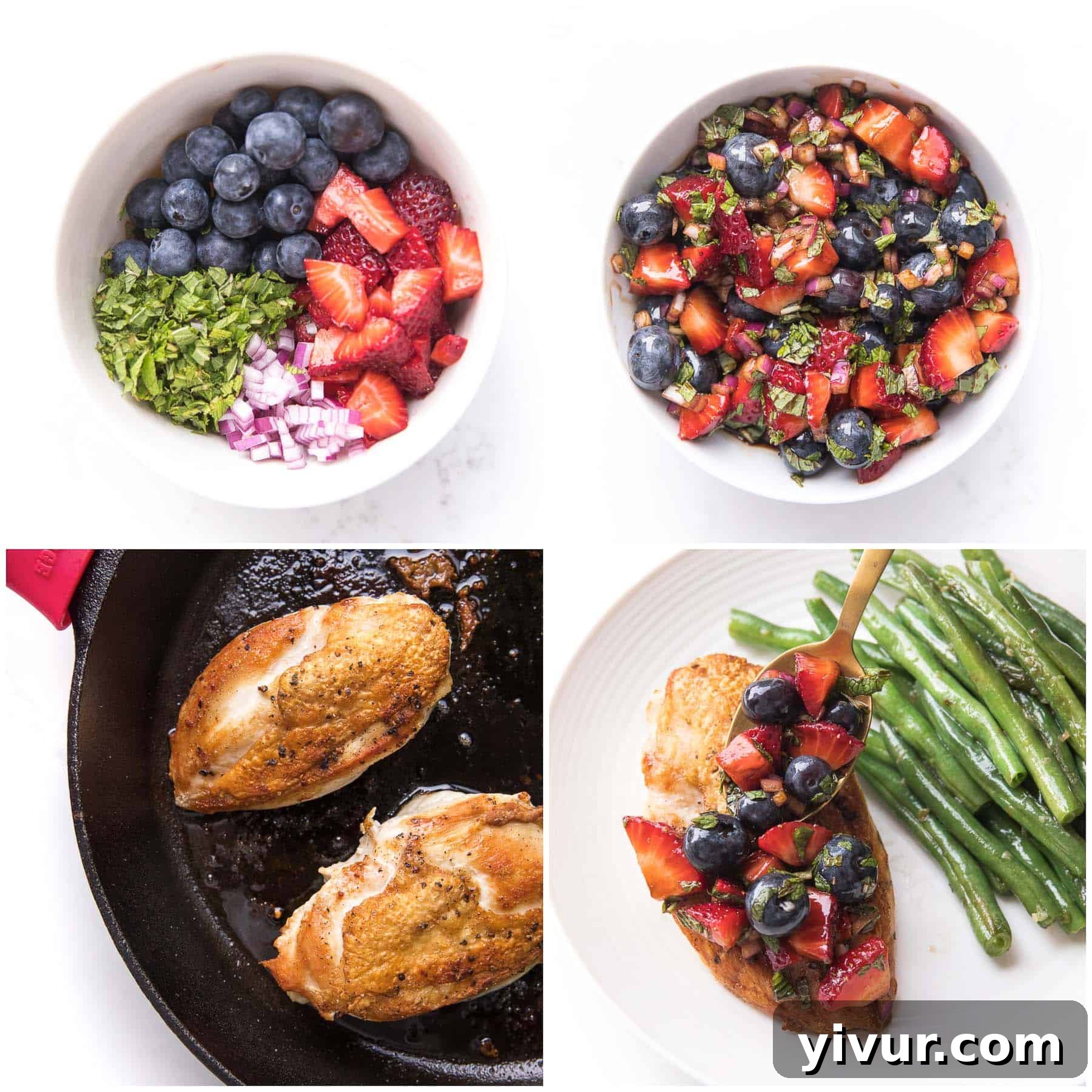 steps to making chicken with berry salsa