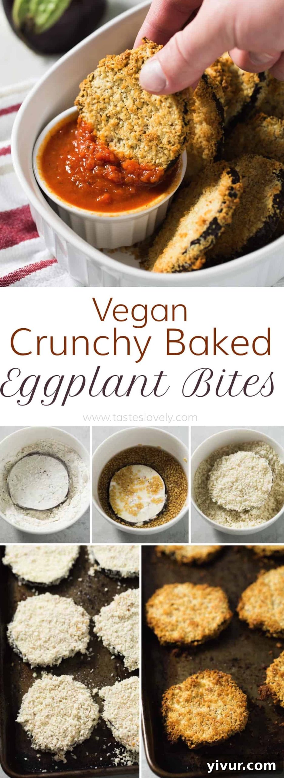 A wider shot of the vegan crunchy baked eggplant bites ready to be served