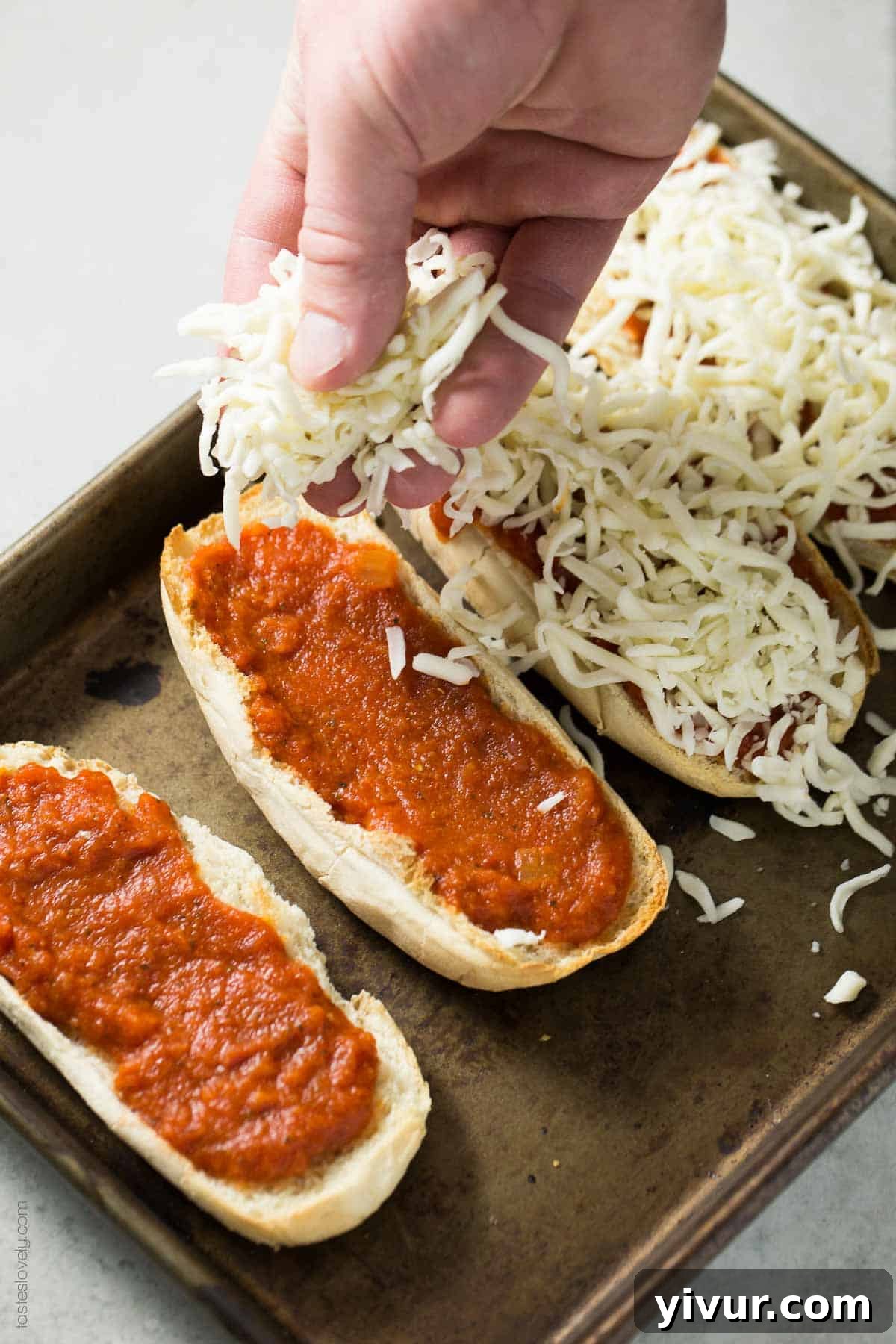 Close-up view of a Vegan Crunchy Baked Eggplant Sandwich Melt, highlighting the golden-brown eggplant and perfectly melted vegan cheese.