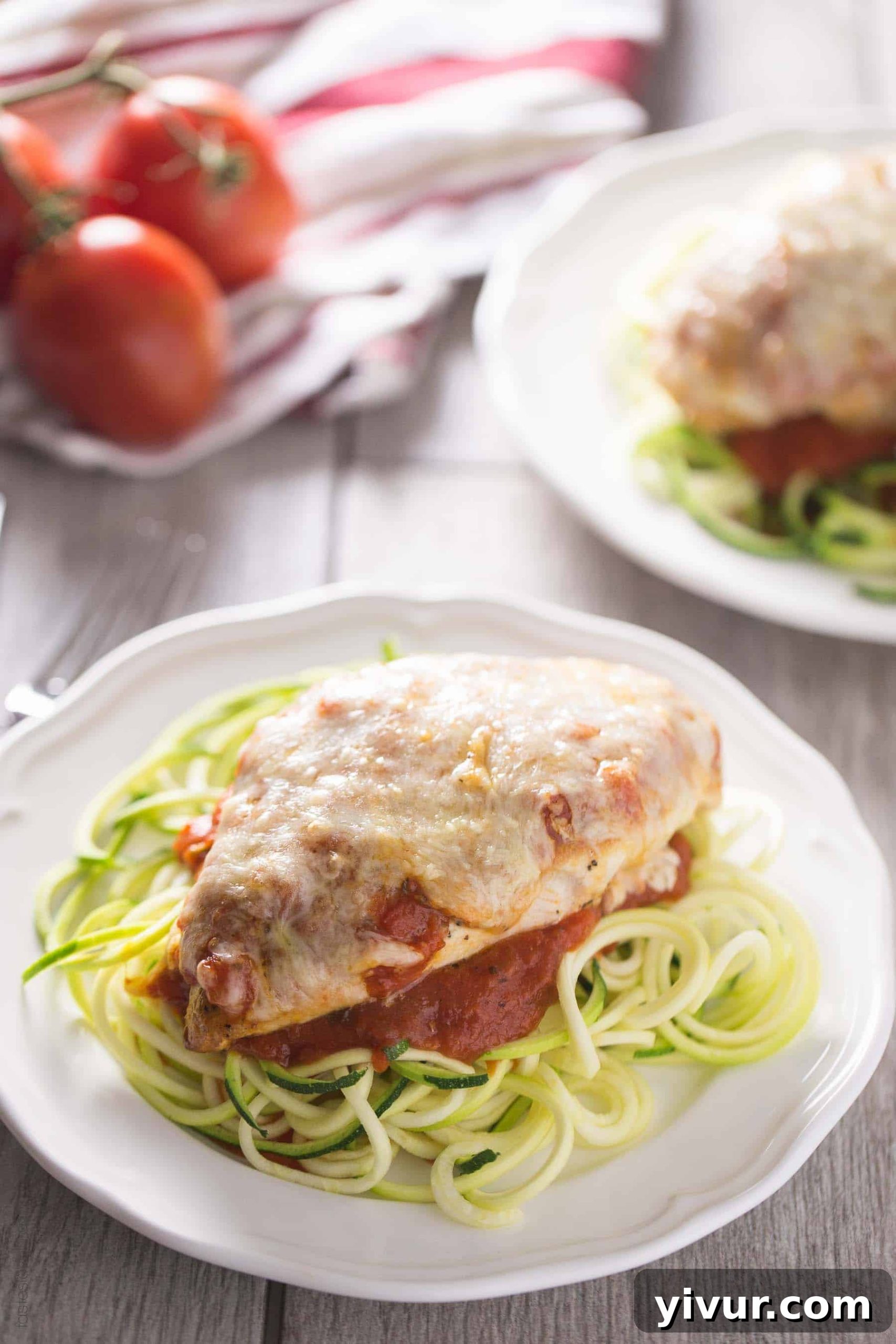 Healthy Chicken Parmesan - no breading, gluten-free, low-carb, quick dinner