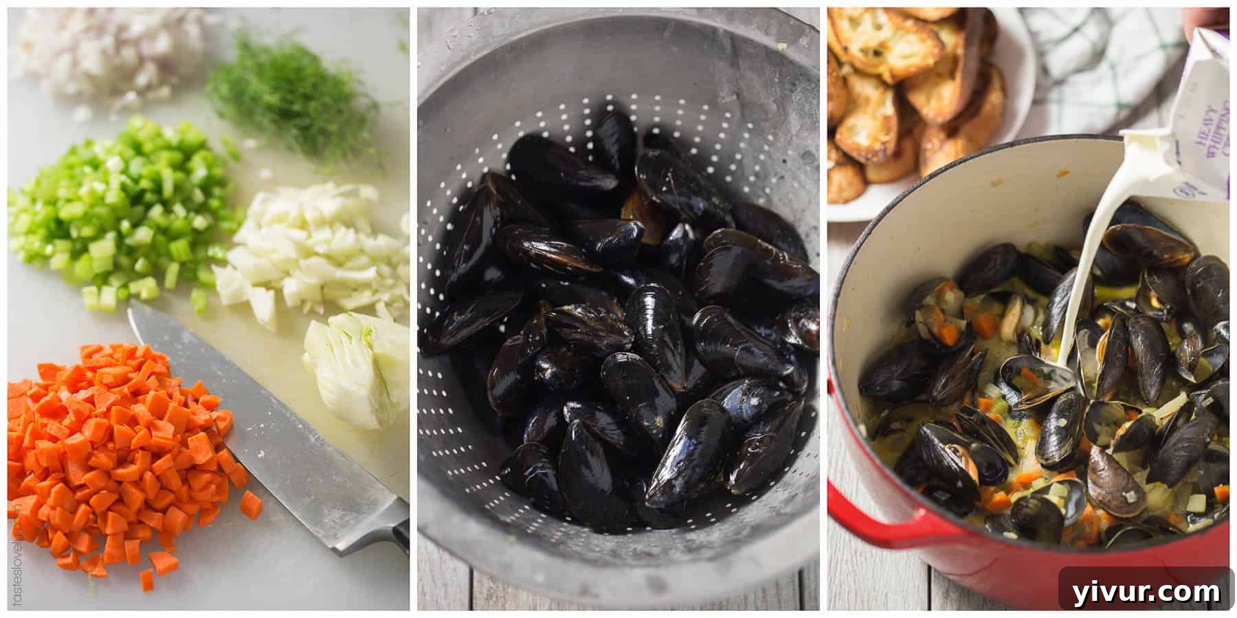 Creamy Beer Steamed Mussels - a quick and easy romantic dinner for 2