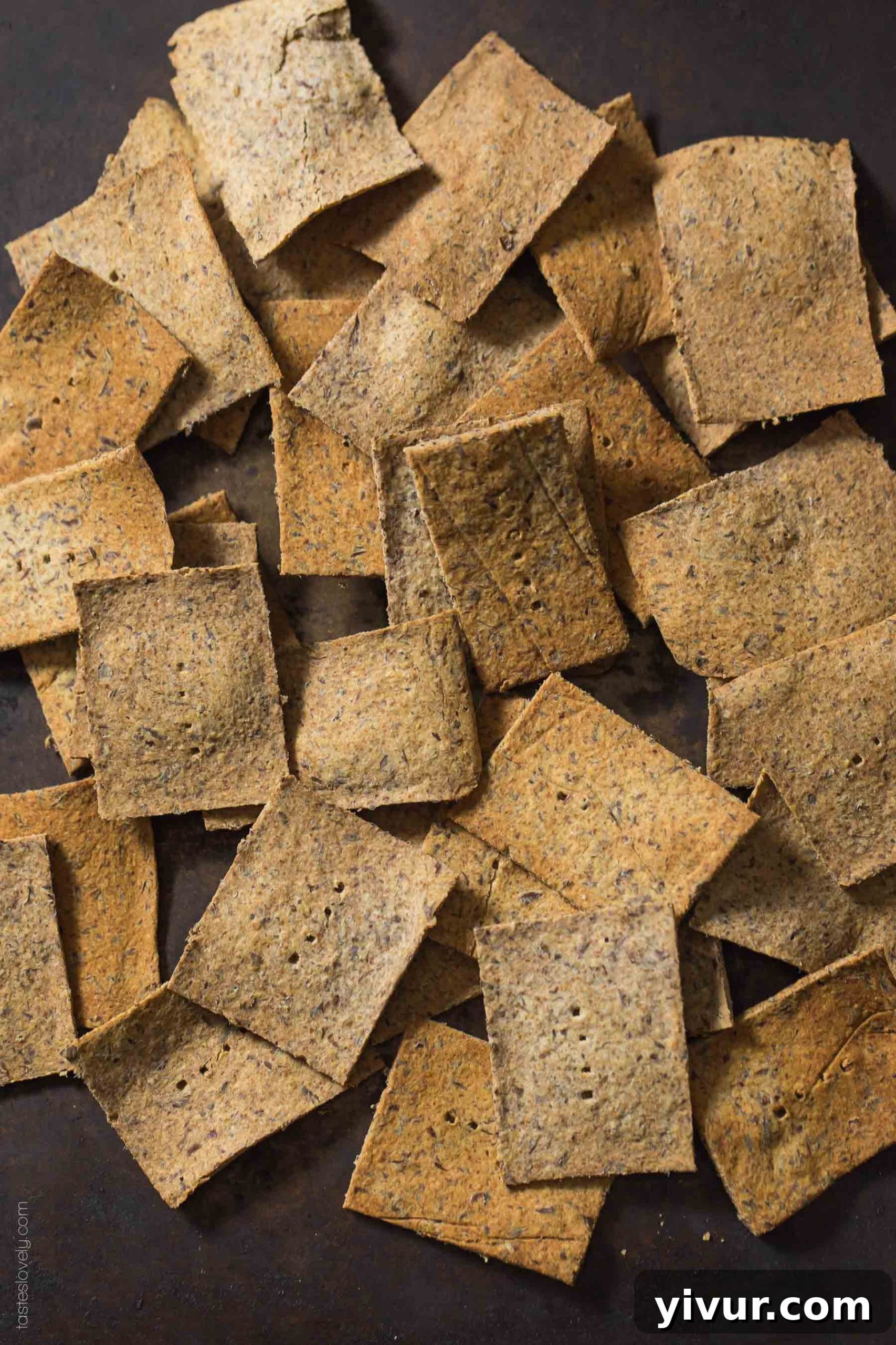 Crispy Almond Pulp Crackers, golden brown and ready for snacking. Perfect for Paleo, Keto, and gluten-free diets.