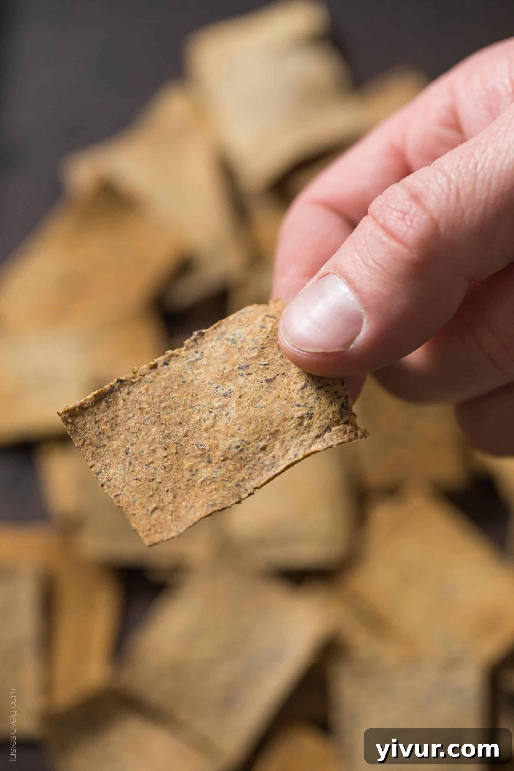 A baking sheet filled with freshly baked Almond Pulp Crackers, golden and ready to cool.