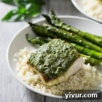 Pesto Mahi Mahi with a side of vegetables