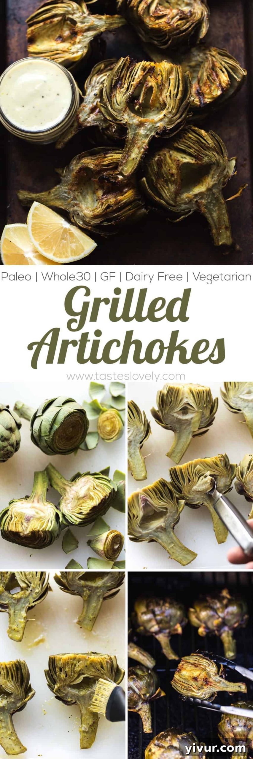 A stunning spread of Paleo & Whole30 Grilled Artichokes, showcasing their beauty and deliciousness.