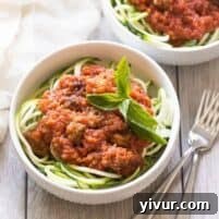 Paleo & Whole30 Marinara Sauce with Sausage and Zoodles