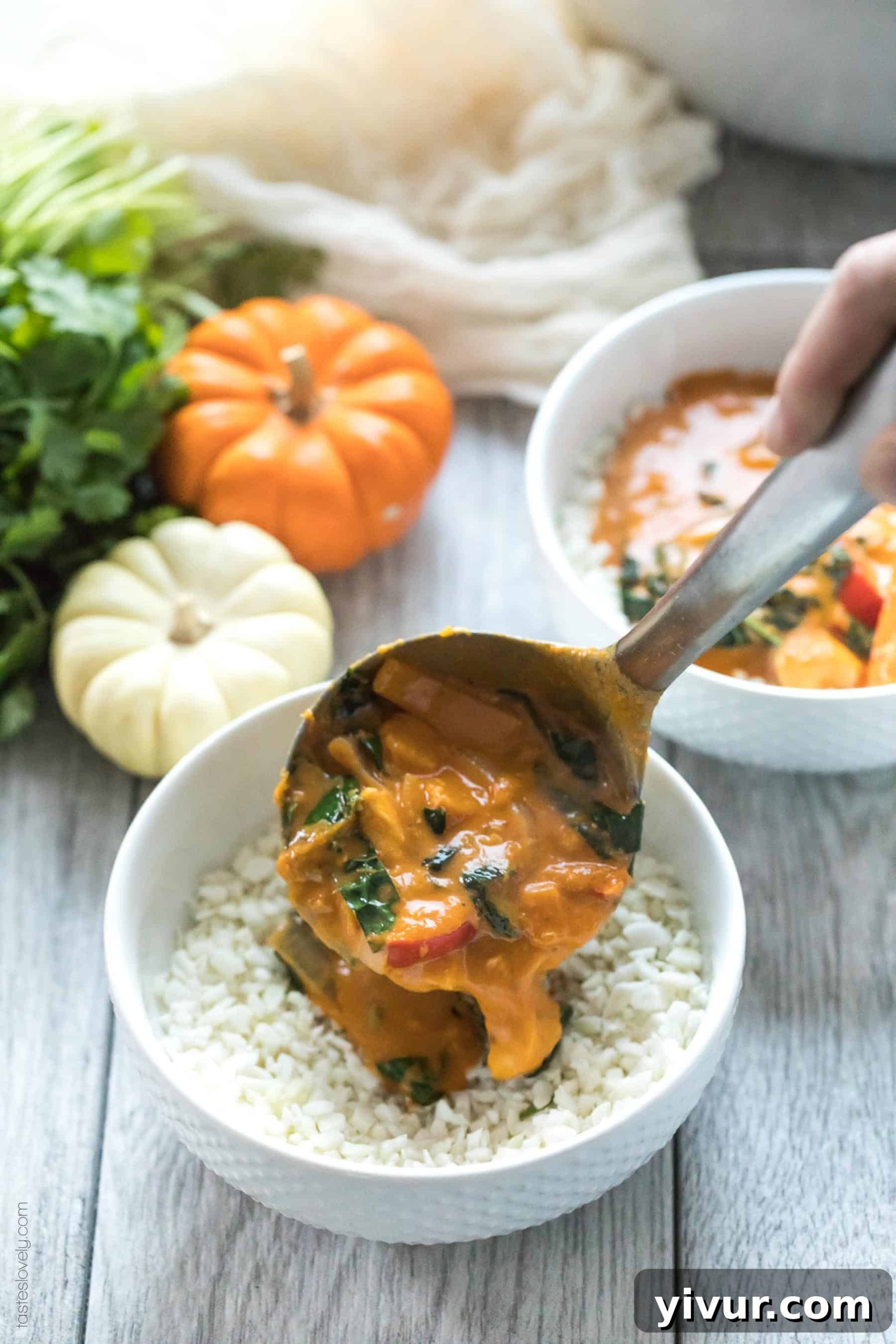 Paleo & Whole30 Pumpkin Coconut Thai Curry - a flavorful and healthy dinner recipe! Gluten free, grain free, dairy free, sugar free, clean eating
