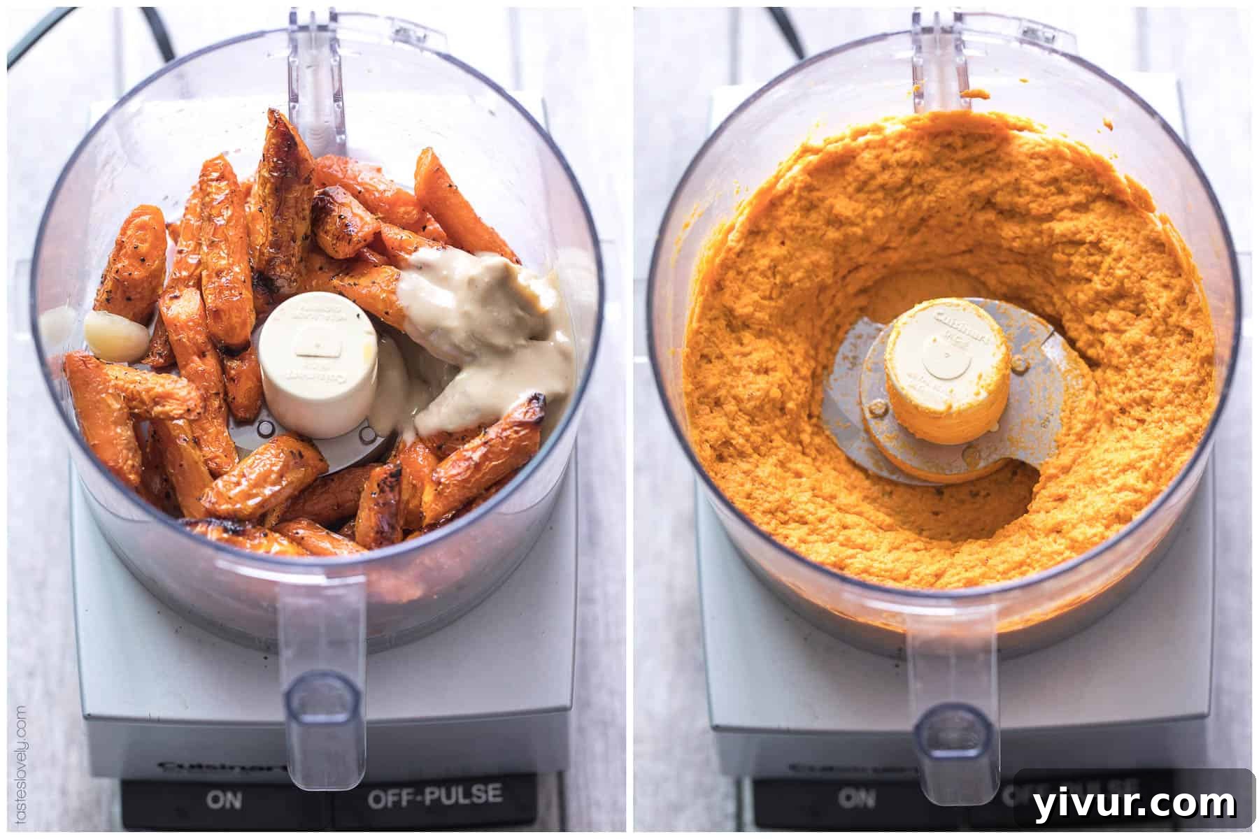 Variety of serving options for the healthy roasted carrot dip