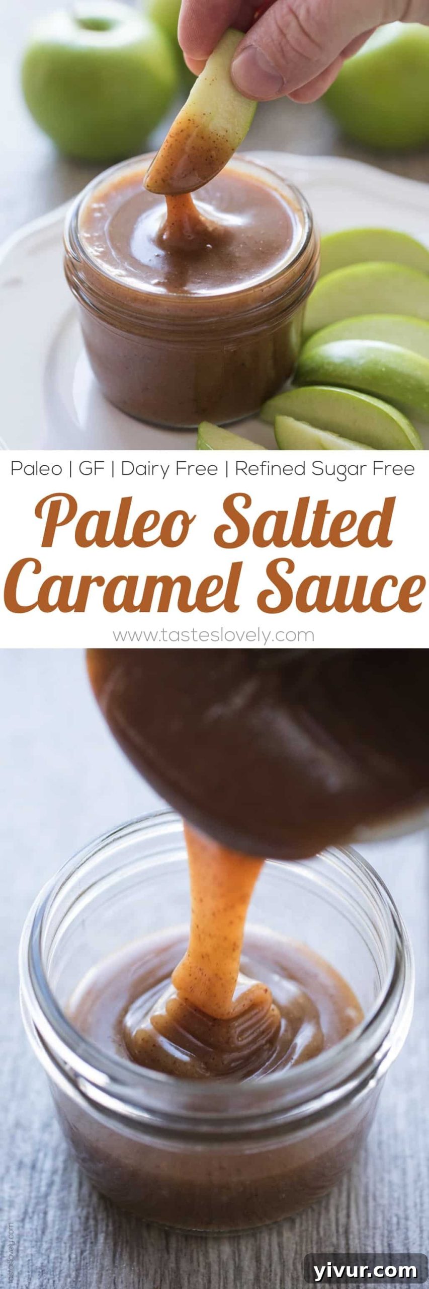 Paleo Salted Caramel Sauce - a 3 minute microwave caramel sauce that is paleo, dairy free, refined sugar free, gluten free and vegan!