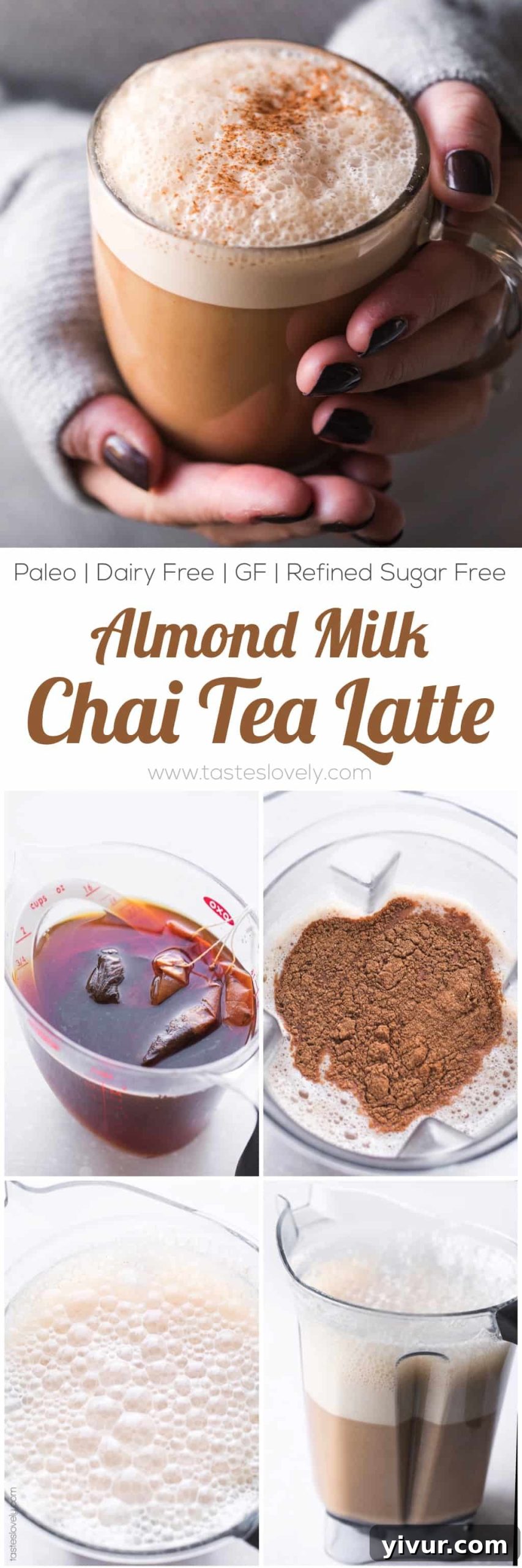 Spiced Paleo Almond Chai Latte Dairy Free 8 Paleo Almond Milk Chai Tea Latte (Dairy Free). Made in your blender!