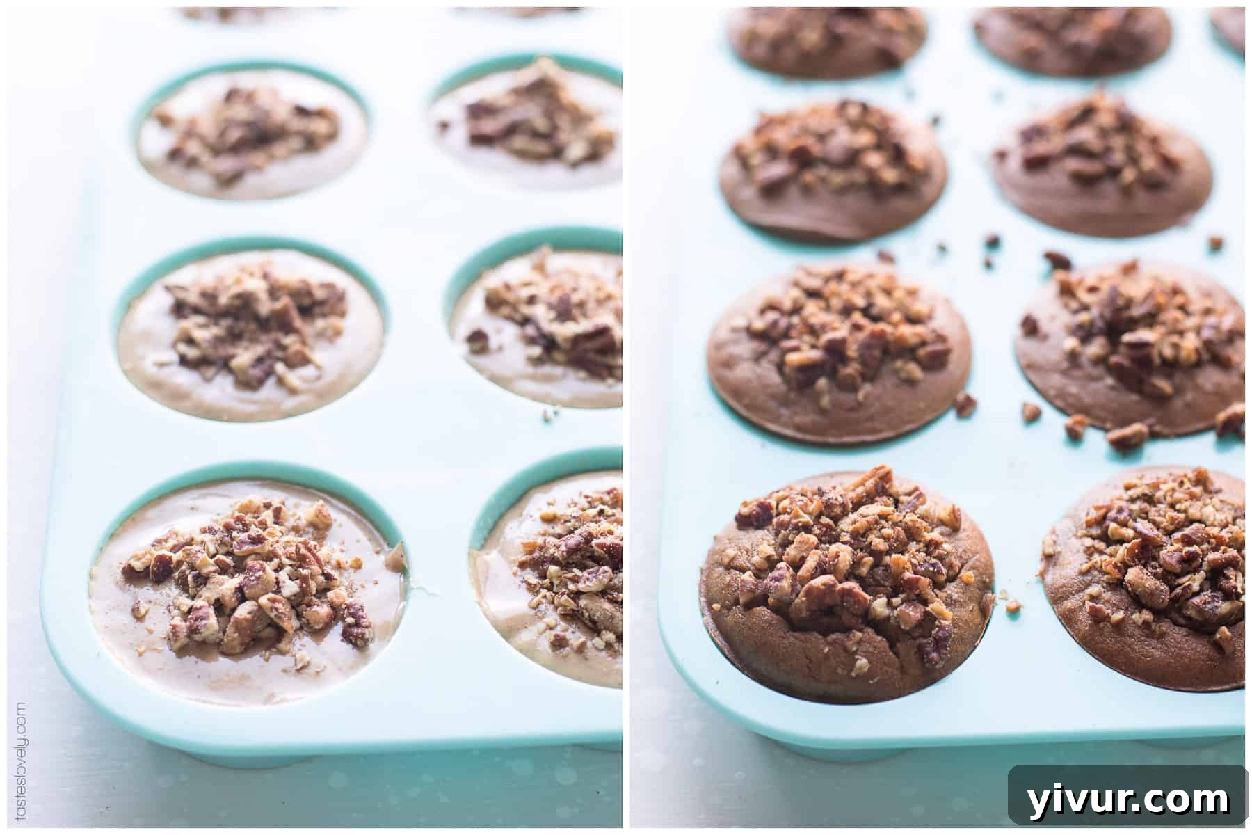 Another image detailing the step-by-step process for making delicious and healthy Paleo Chai Spice Banana Muffins.