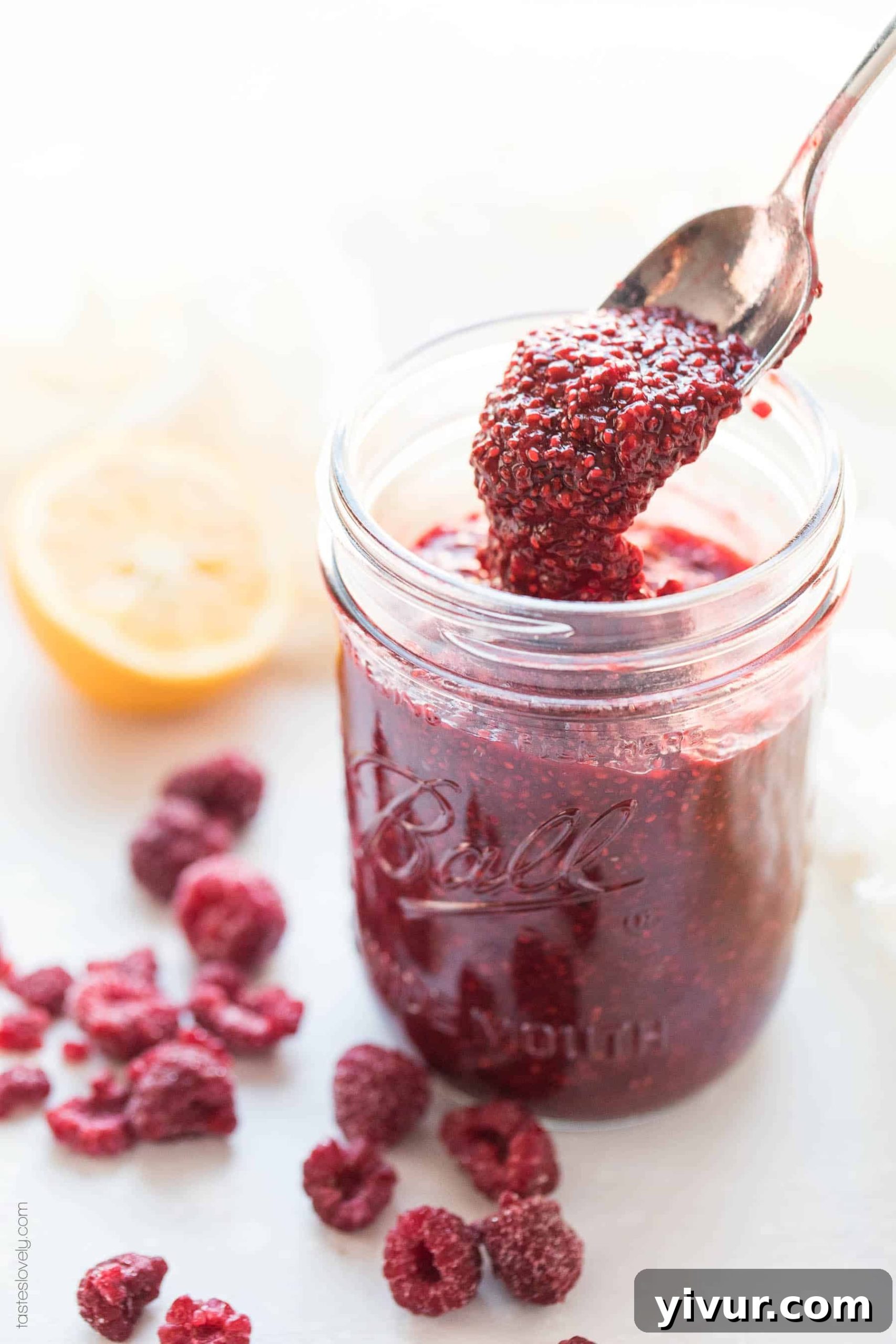 Delicious Paleo Chia Seed Jam made with a variety of frozen berries, sweetened with coconut sugar, and ready for the freezer.
