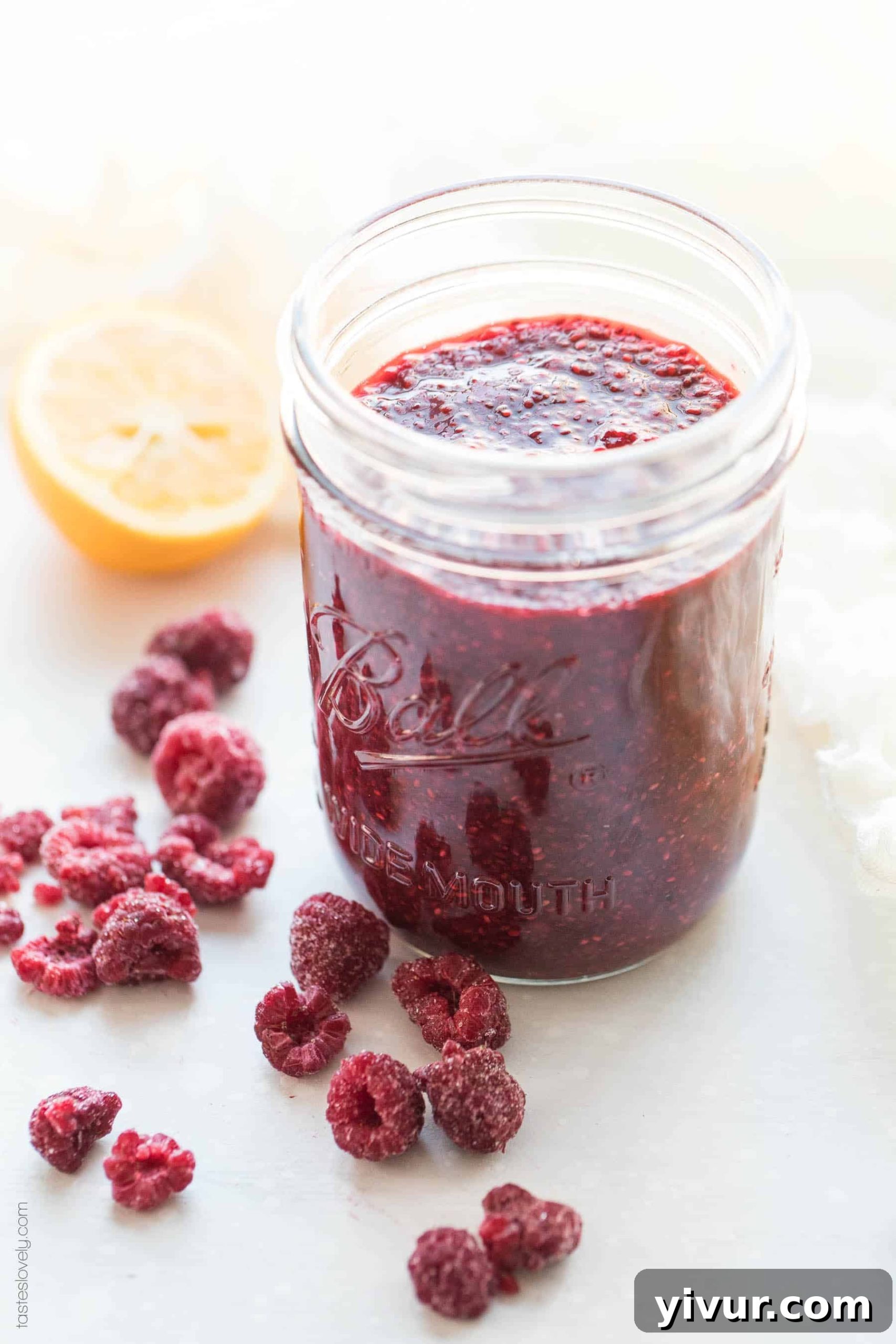 Finished Paleo Chia Seed Jam in mason jars, ready for storage in the fridge or freezer, a healthy and delicious homemade treat.
