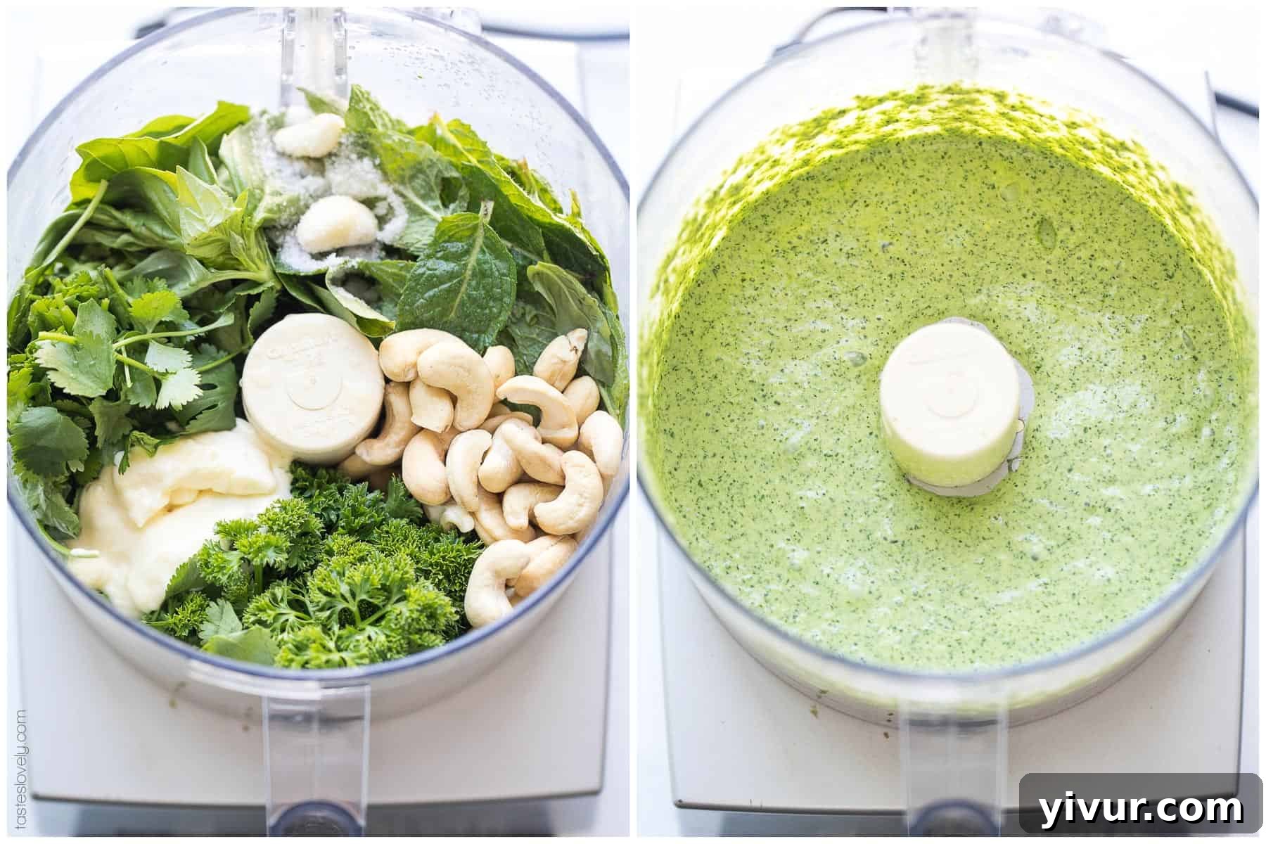 Paleo Herby Green Dressing - a light and refreshing dressing made with parsley, mint, basil and cilantro. Delicious on salads, meat and vegetables! Gluten free, dairy free, sugar free, clean eating.-1.CR2