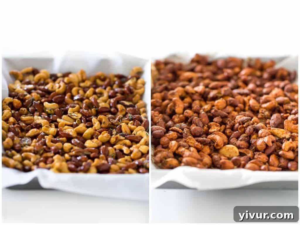 Sweet & Spicy Rosemary Roasted Mixed Nuts - perfect mixed nuts appetizer or hostess gift!