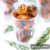 Sweet and Spicy Rosemary Nuts in a bowl