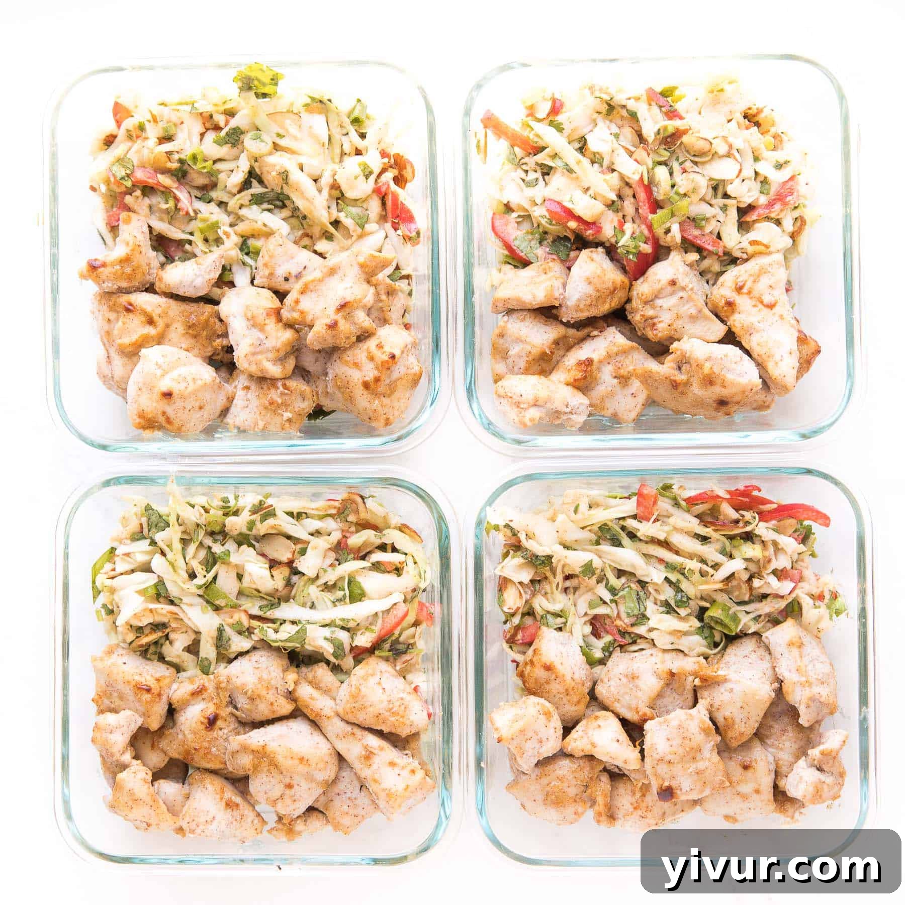 Flavorful Whole30 Keto Thai Chicken Satay Skewers with Crisp Coleslaw 5 Whole30 + Keto Thai Chicken Satay Skewers meal prep in containers