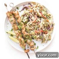 Flavorful Whole30 Keto Thai Chicken Satay Skewers with Crisp Coleslaw 6 Whole30 + Keto Thai Chicken Satay Skewers