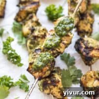 Paleo + Whole30 Chimichurri Chicken Skewers