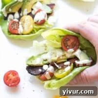 Whole30 + Keto BLT Lettuce Wraps with creamy avocado ranch dressing